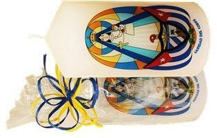 Candle with La Virgen de La Caridad del Cobre  6  tall