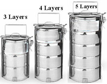 Food carrier, stainless steel, / Cantina 3, 4 and 5 compartment