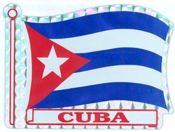 Cuban flag reflective decal  3 1/2 x 3 inches