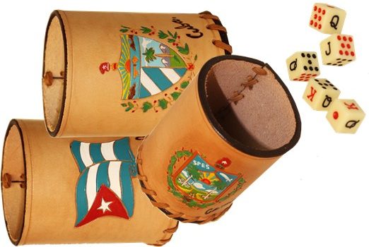 Leather Cubilete game set. Cup and dice included.