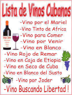 Cuban Wine List  8 1/2 X 11