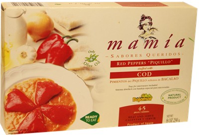 Mamia piquillo peppers stuffed with  cod.  8 Oz