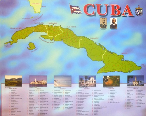 Map of Cuba. Political subdivisions