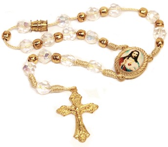 Crystal beads mini rosary for your  car ,  8 long.