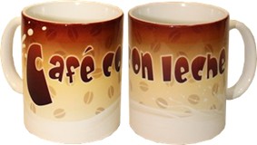 Coffee mug with Cuban Cafe con Leche design.
