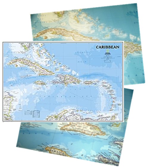 National Geographic map of  the Caribbean. 36 x 24