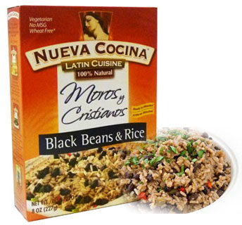 Moros y Cristiano (Black beans and rice) Nueva Cocina. Mix ready to cook. 8 oz. Serves  4 to 5