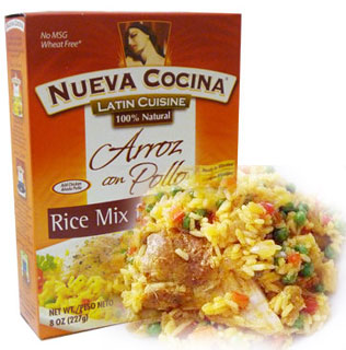 Arroz con pollo with Spanish saffron. Nueva Cocina.  Mix ready to cook.  Nueva Cocina. 8 oz. Serves