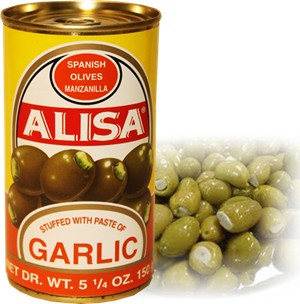 Alisa Spanish olives filled with garlic. 5 oz