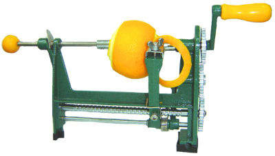 Orange peeler with metal frame.