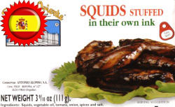 Palacio De Oriente squid stuffed in their own ink.   4 oz. From Spain
