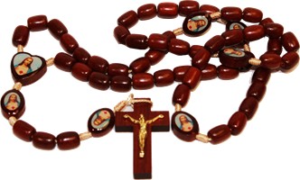 Wood bead rosary. 19 long