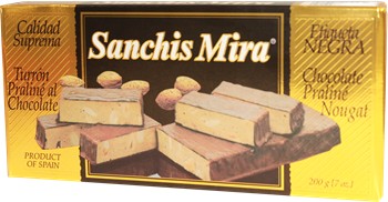 Turron De Praline Al Chocolate By Sanchis Mira 7 oz.  Imported from Spain