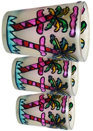 Tropical shot glass. Twin palm design