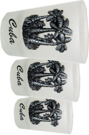 Tropical shot glass. Pewter on glass design