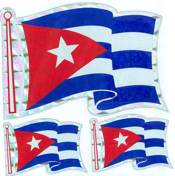 Cuban flag reflective decal. Set of 3