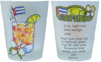 Cuba Libre shot glass featuring Cuba Libre recipe