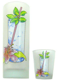 Mojito tall glass and shot glass  featuring  a mojito recipe.