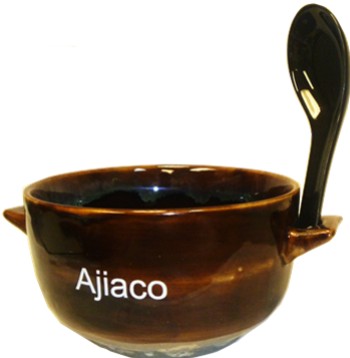 Ajiaco Bowl with spoon.