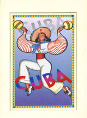Print 8X11   Colorful Rumbera Mounted On Beveled Off White Double Mat 11 X 14 Inches