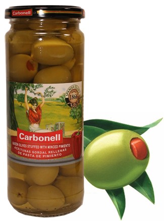 Carbonell   queen Spanish stuffed olives.  9 oz