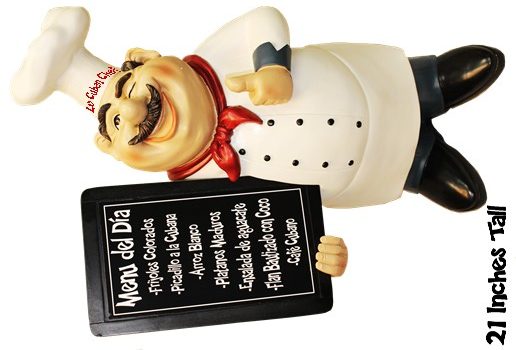 Le Cuban Chef with menu board