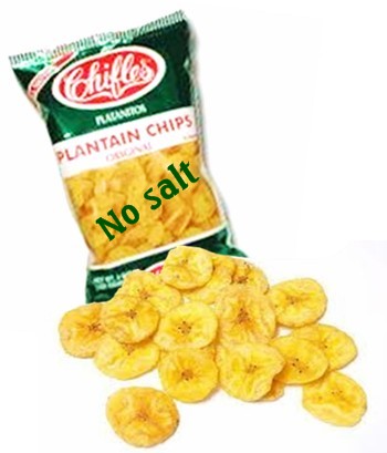 Plantain Chips, No Salt.  Mariquitas De Platano Sin Sal.  5 oz
