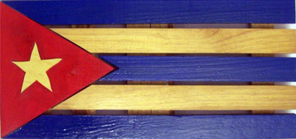 Cuban flag distress look. Made of  wood.