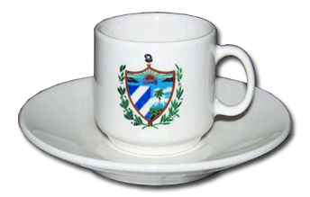Demitasse Set Of 6 Cups And 6 Saucers With Cuban Coat Of Arms