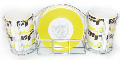 Demitasse set with Cuban Coat of Arms design.  9 pieces