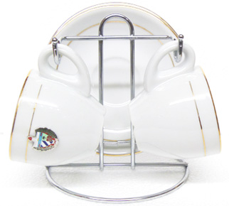 You and Me demitasse set with Cuban coat of arms