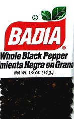Badia Bag Whole Black Pepper 1/2 Oz