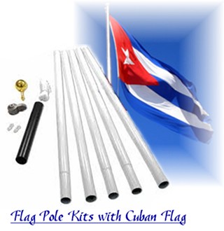 Flag pole  with  Cuban flag included . Availabe in 16 feet,  20 feet  or 25 feet heights