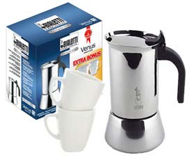 Bialetti Venus 6 Cup Plus 2 Mugs