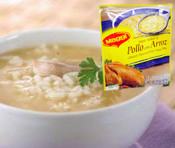 Maggi chicken soup with rice. 2.1 oz.  Serves 4