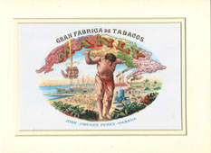 Print 6 X 9 Colorful Cigar Label Mounted On Beveled Off White Double Mat 11X14 Inches