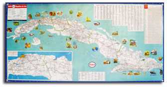 Retro 1953 Cuba Road Map