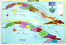 Map – Cuba With Political Divisions 37 X 26 Inch.
