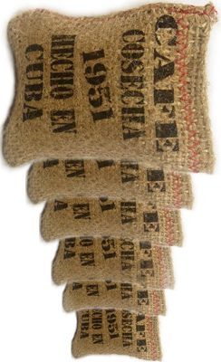 Mini  retro coffee sacks.  Set of 6