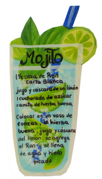 Colorful mojito shaped wood applique. 14 x 6