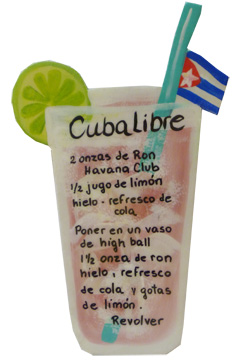 Cuba Libre shaped wood applique 14 x 6