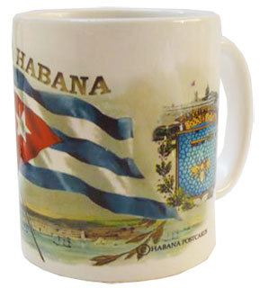 Coffe mug with Cuban flag and Havana’s Coat of Arms design.