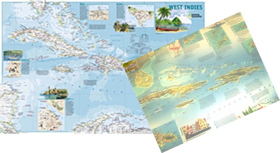 National Geographic West Indies map. 36 x 24