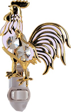 Night Light. Decorated with Austrian crystals rooster. 6 tall