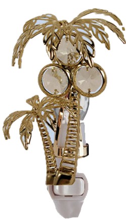 Night Light. Decorated with Austrian crystals tropical palm . 6 tall