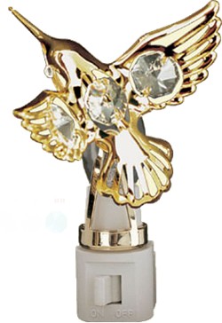 Night Light. Decorated with  Austrian crystals hummingbird . 6 tall