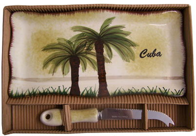 Palm Cheese Tray With Knife