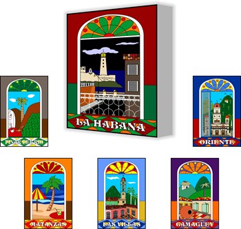 Cuban provinces beautiful canvas box . 7 1/2  x 11