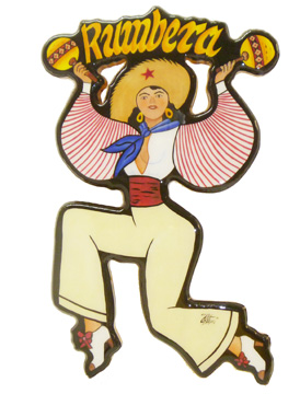 Colorful  rumbera shaped wood applique. 16 x 10