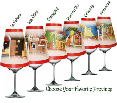 Cuban Provinces Wine Glass Shades. Each